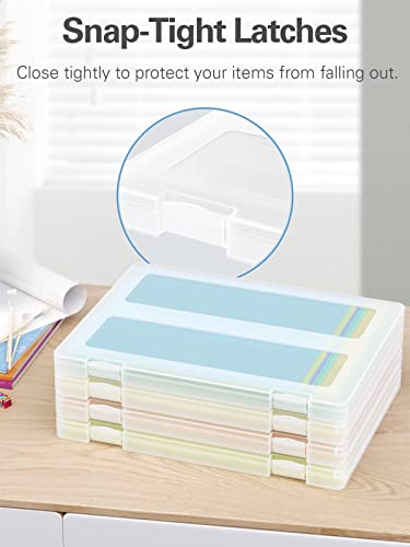 iBune 4-Pack A4 Plastic Paper Organizer Box, Scrapbook Storage for 8.5” x 11” Letter Papers, Portable Document Holder, Photo Storage Box Sticker Art Supplies Organizers, 12.2” x 8.9” x 0.7” Inner Size - Image 3