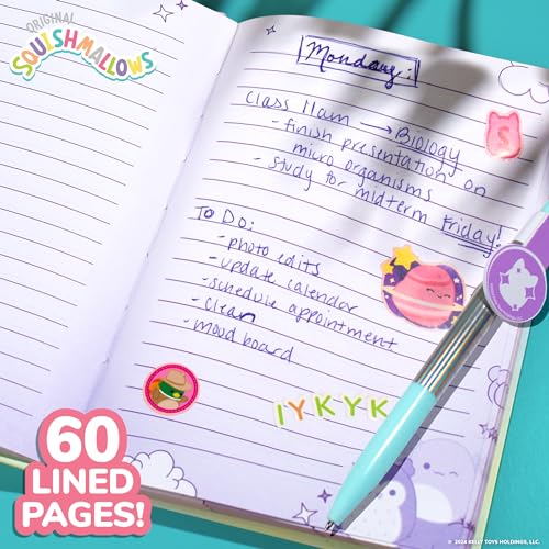 Squishmallows Original Squishy Diary Set, Includes 5 x 7 Diary, 60 Sheets, Kawaii Stickers, Pen, Fun Journaling Kit & Sketchbook for Kids, School Supplies, Journal for Girls - Image 4