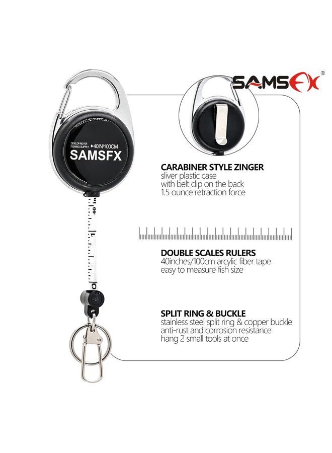 SAMSFX Fly Fishing Zinger Retractor Tether Carabiner Tape Measure Gear and Tools Holder - Image 5