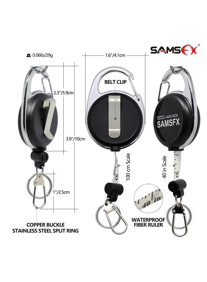 SAMSFX Fly Fishing Zinger Retractor Tether Carabiner Tape Measure Gear and Tools Holder - Image 2