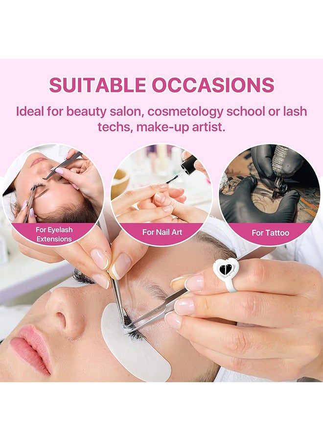HY 100 Pcs Lashes Glue Ring, Disposable Rings For Lashes Lovely Heart Shape, Makeup Plastic Nail Art Lash Glue Holder Cups for Extension Supplies (White)  - Image 5