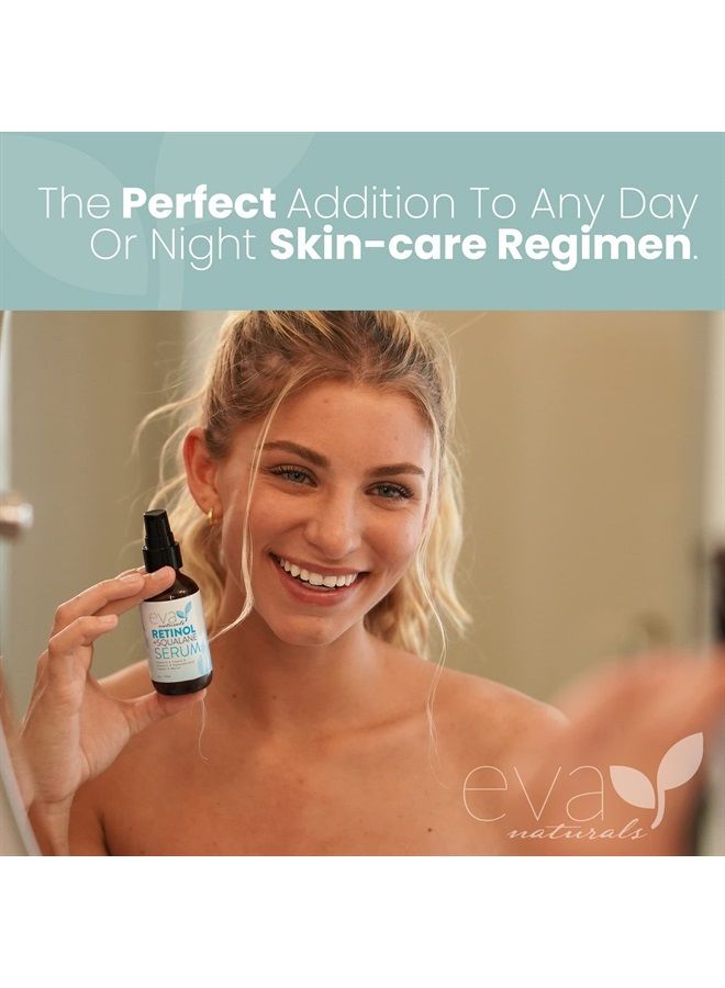Eva Naturals Retinol Serum with 1% Squalane by Eva Naturals (Double-Sized Bottle) - Best Anti-Aging Serum, Minimizes Wrinkles, Helps Prevent Sun Damage, and Fades Dark Spots - Vitamin A Retinol with Hyaluronic Aci - Image 3