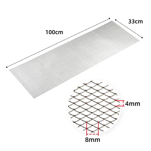 AggAuto Universal 40"x13" Car Grill Mesh - Aluminum Alloy Automotive Grille Insert Bumper Rhombic Hole 4x8mm, One of the Most Multifunctional Shape Grids Silver - Image 4