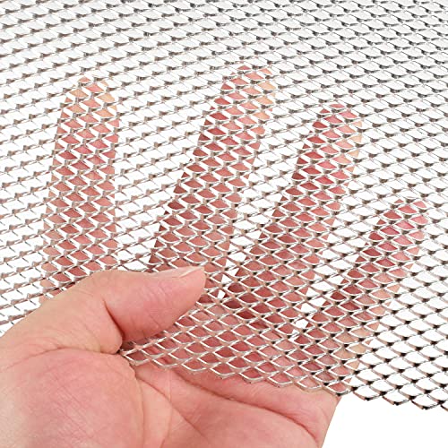 AggAuto Universal 40"x13" Car Grill Mesh - Aluminum Alloy Automotive Grille Insert Bumper Rhombic Hole 4x8mm, One of the Most Multifunctional Shape Grids Silver - Image 3