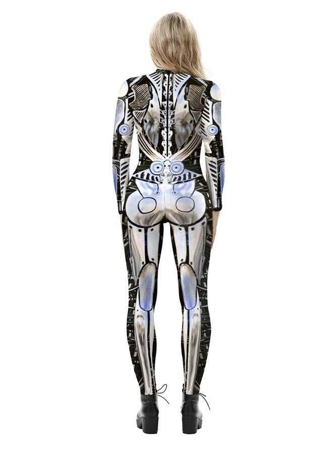 FEOYA Costumes Skeleton Costume Women Color Bodysuit Halloween Costumes for Women Gold Robot Jumpsuit Medium - Image 3