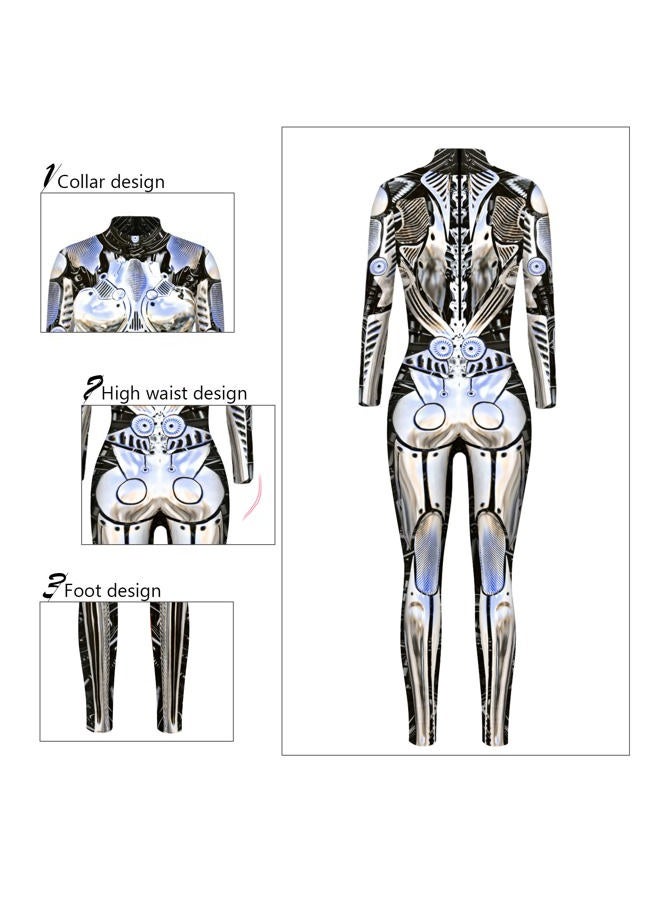 FEOYA Costumes Skeleton Costume Women Color Bodysuit Halloween Costumes for Women Gold Robot Jumpsuit Medium - Image 2