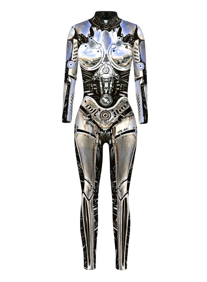 FEOYA Costumes Skeleton Costume Women Color Bodysuit Halloween Costumes for Women Gold Robot Jumpsuit Medium - Image 1