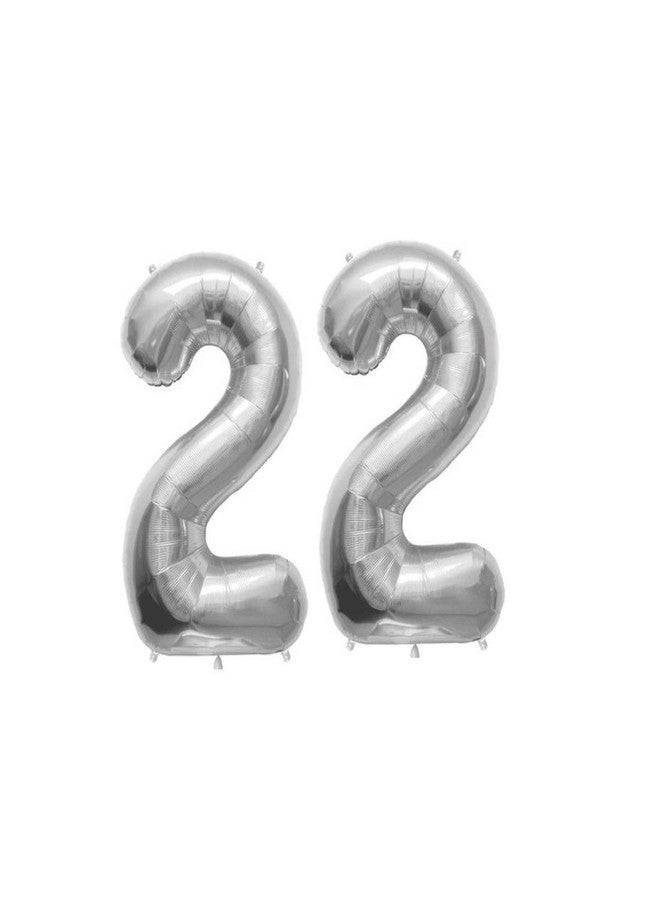 Utkarsh (40.65 cm Size) Numerical Number Two Digit 22 Solid (Silver) Color 3D Foil Balloons For Kids Party Supplies, Birthday And Anniversary Parties Decoration And Celebration
