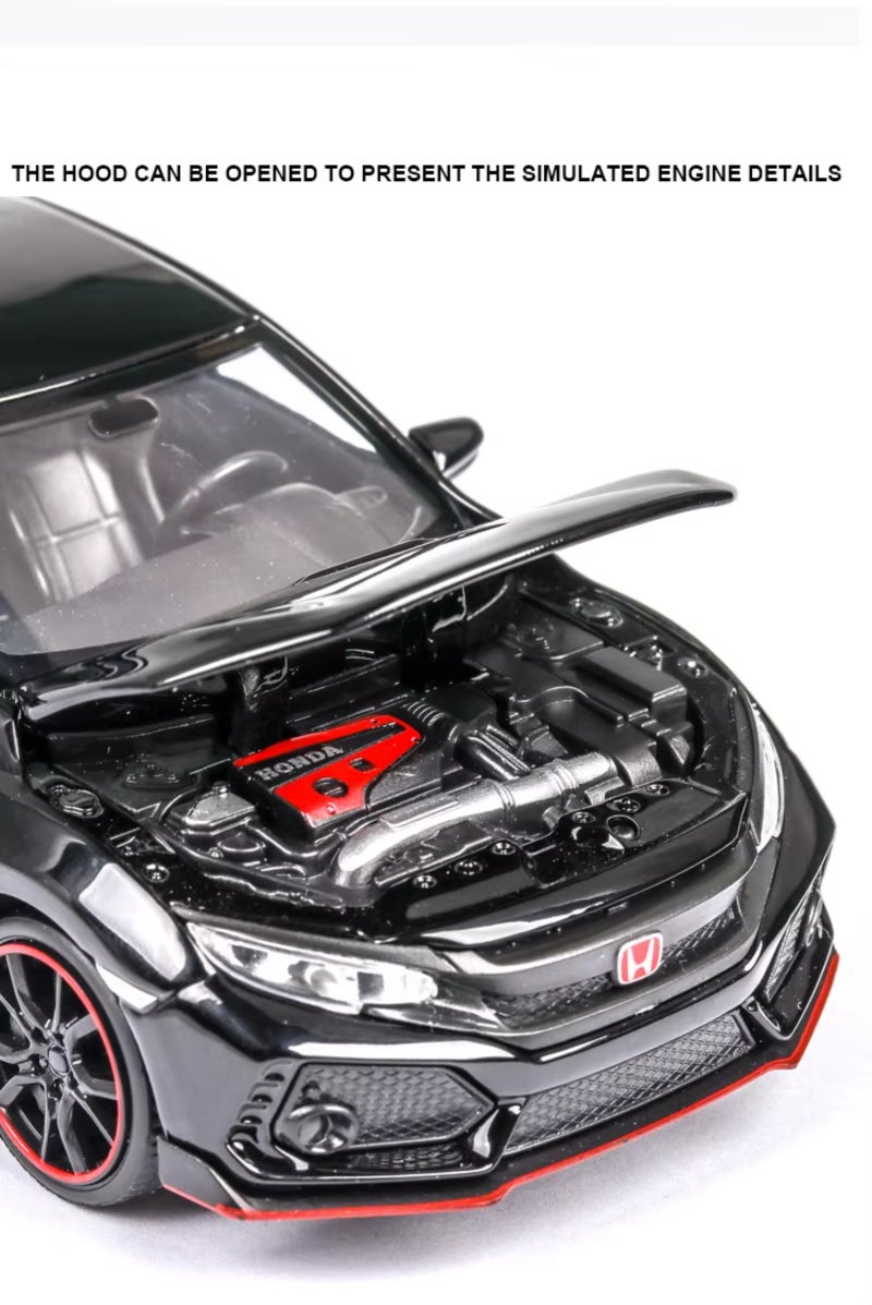 1:32 Scale Zinc Alloy Model Car - Pull-Back Interactive Function Collectible Civic Type-R for Car Enthusiasts Kids Aged 6+ Home Decor - Image 3