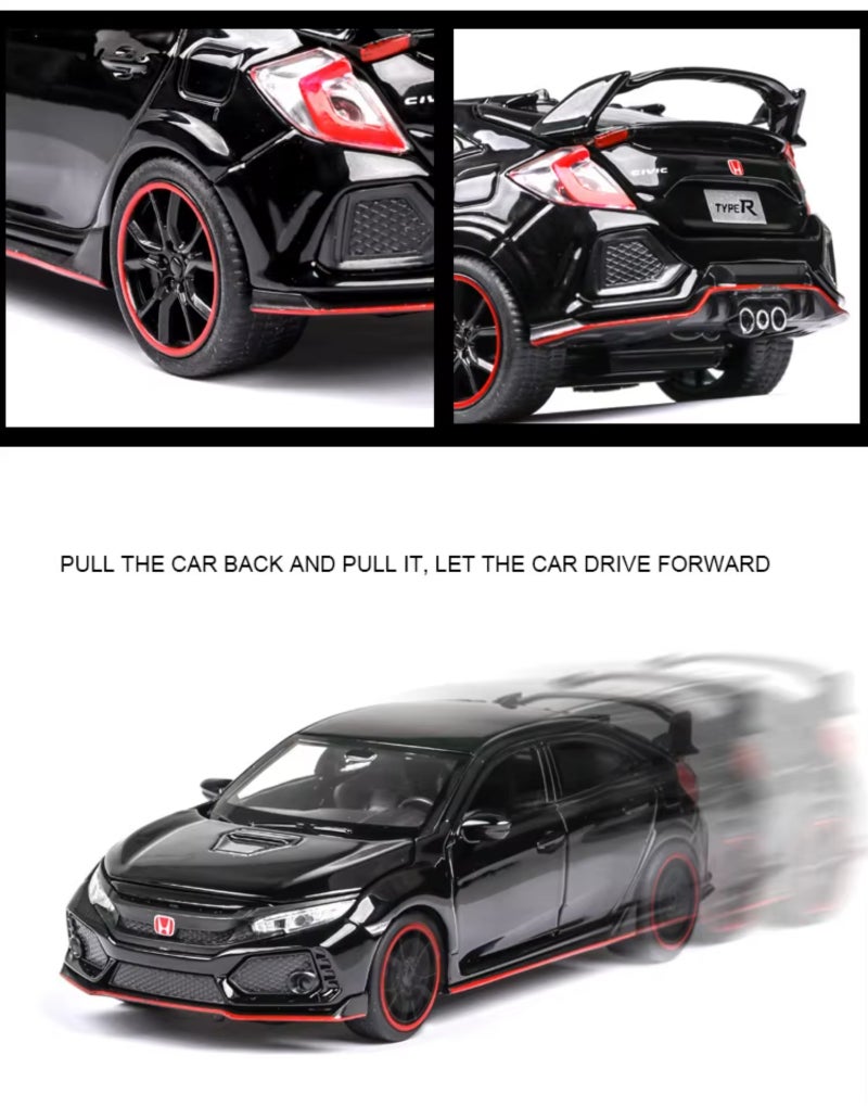 1:32 Scale Zinc Alloy Model Car - Pull-Back Interactive Function Collectible Civic Type-R for Car Enthusiasts Kids Aged 6+ Home Decor - Image 5