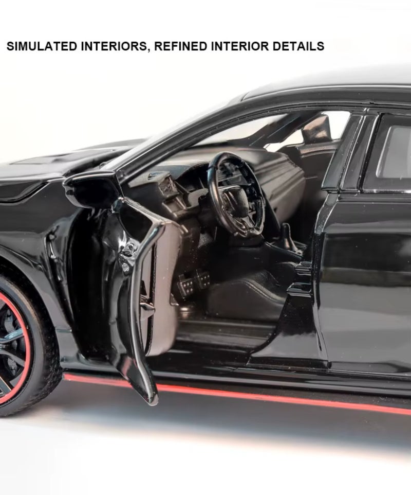 1:32 Scale Zinc Alloy Model Car - Pull-Back Interactive Function Collectible Civic Type-R for Car Enthusiasts Kids Aged 6+ Home Decor - Image 4