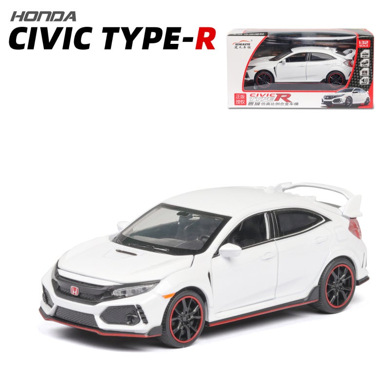 1:32 Scale Zinc Alloy Model Car - Pull-Back Interactive Function Collectible Civic Type-R for Car Enthusiasts Kids Aged 6+ Home Decor - Image 1