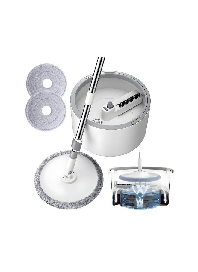 dreamons link Spin Mop with 2 Reusable Microfibre Pads, Stainless Steel Handle, Cleaning Bucket  - Image 1