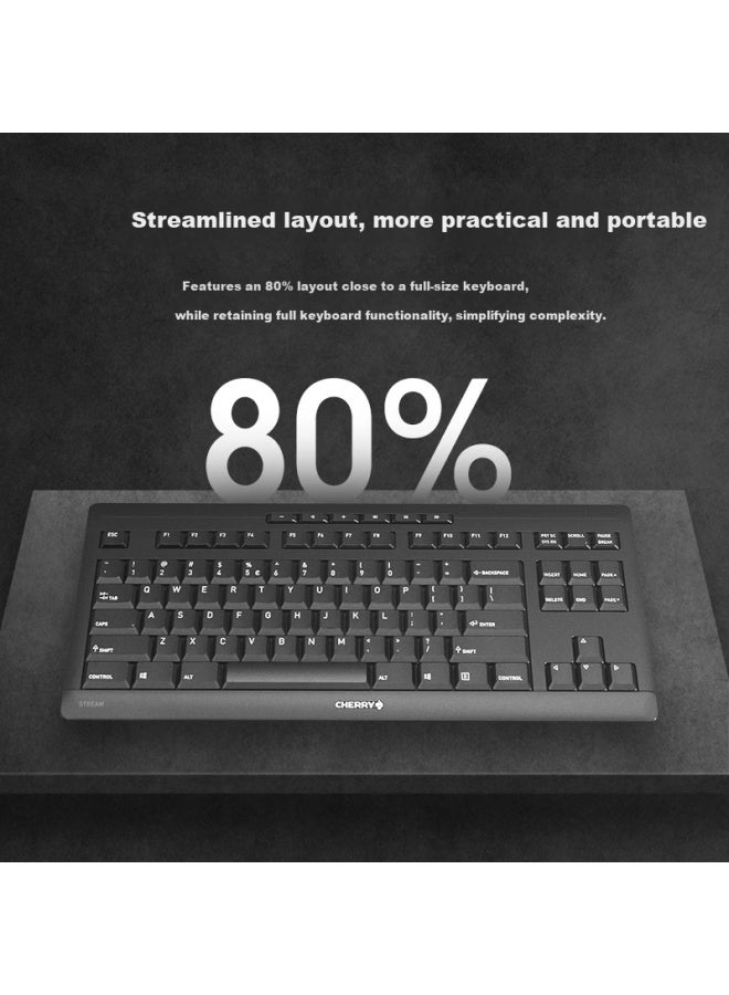 Cherry لوحة مفاتيح مكتبية محمولة مدمجة Cherry Stream Tkl 87 مفتاح بتصميم 80% مع 6 مفاتيح وظيفة مريحة - Image 2