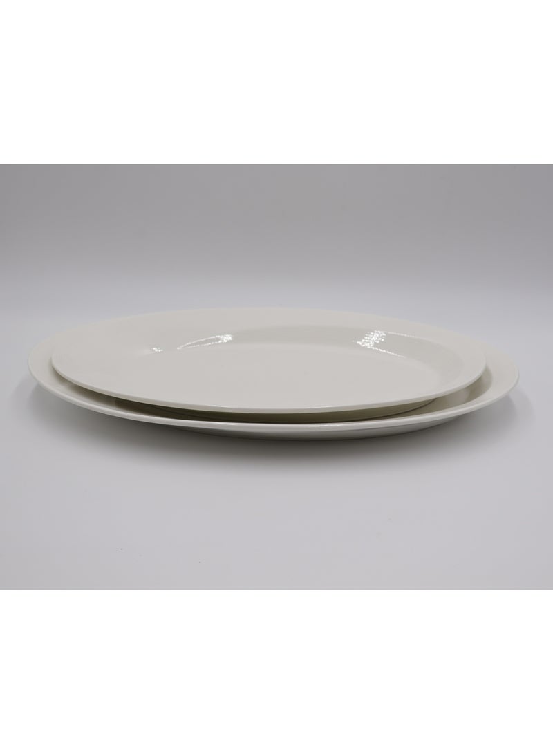 AJ طبق بيضاوي سيراميك أبيض - 14 بوصة - Image 1