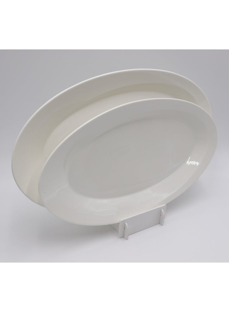 AJ طبق بيضاوي سيراميك أبيض - 14 بوصة - Image 2