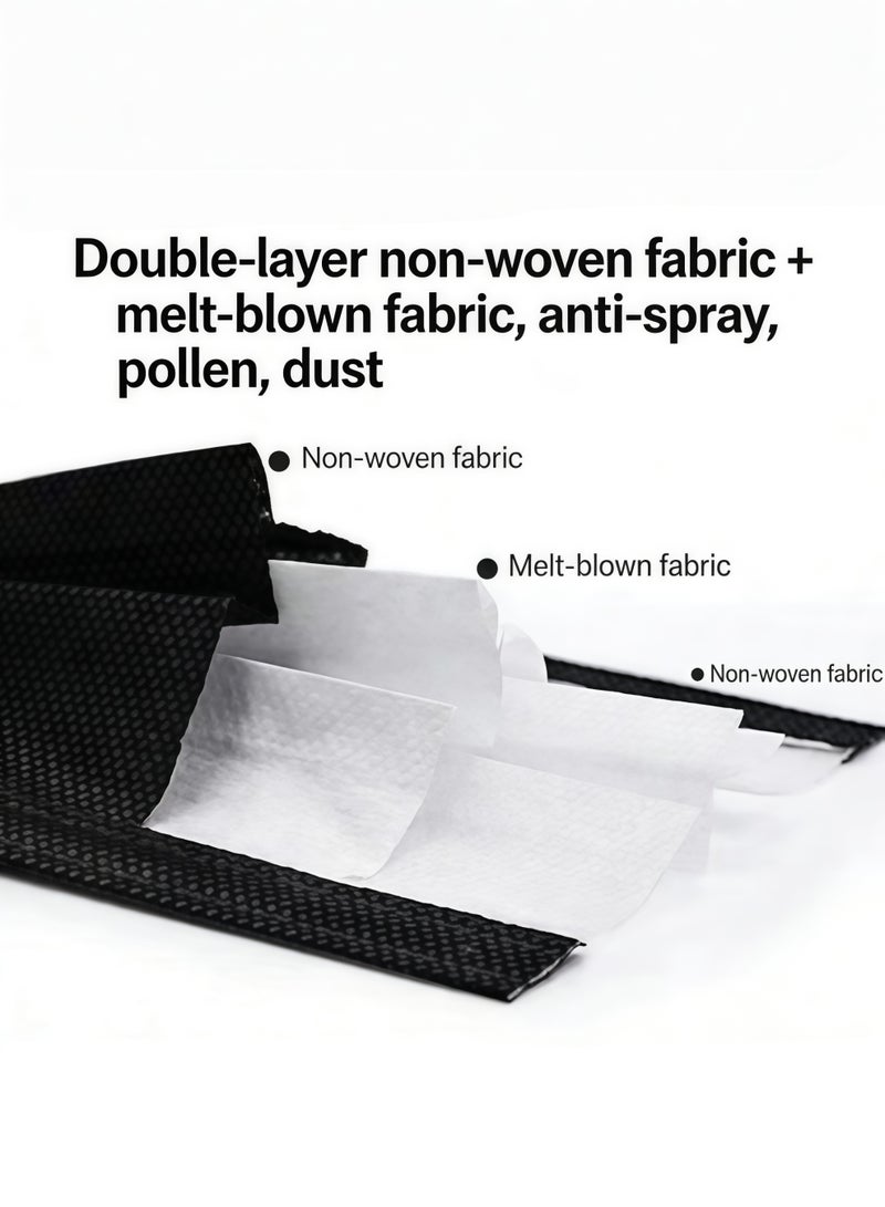 100 قطعة قناعات وجه سوداء أحادية الاستخدام، مُغلفة منفردة، مُدببة - Image 5