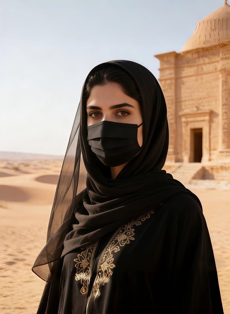 100 قطعة قناعات وجه سوداء أحادية الاستخدام، مُغلفة منفردة، مُدببة - Image 3