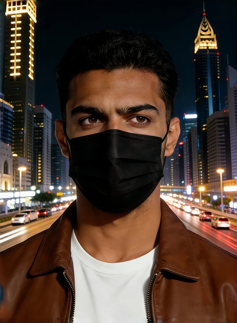 100 قطعة قناعات وجه سوداء أحادية الاستخدام، مُغلفة منفردة، مُدببة - Image 2