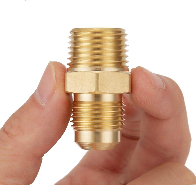 LitOrange 3 PCS Metals Brass Couples Tube Fitting Half Union Gas Adapter 1/2" Flare x 1/2 Inch NPT Male Pipe Connector - Image 1