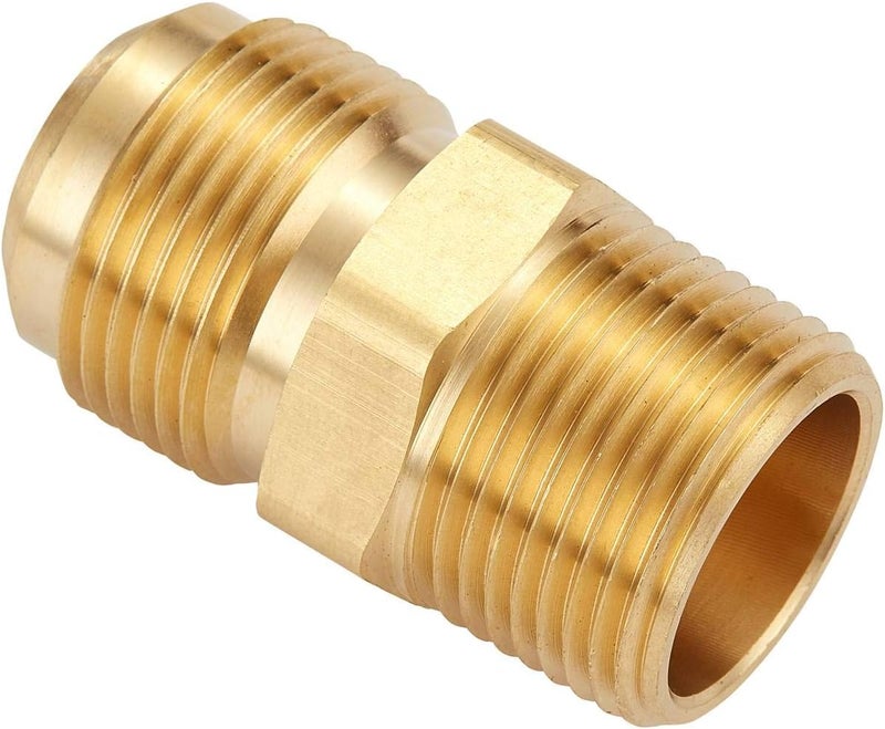 LitOrange 3 PCS Metals Brass Couples Tube Fitting Half Union Gas Adapter 1/2" Flare x 1/2 Inch NPT Male Pipe Connector - Image 4