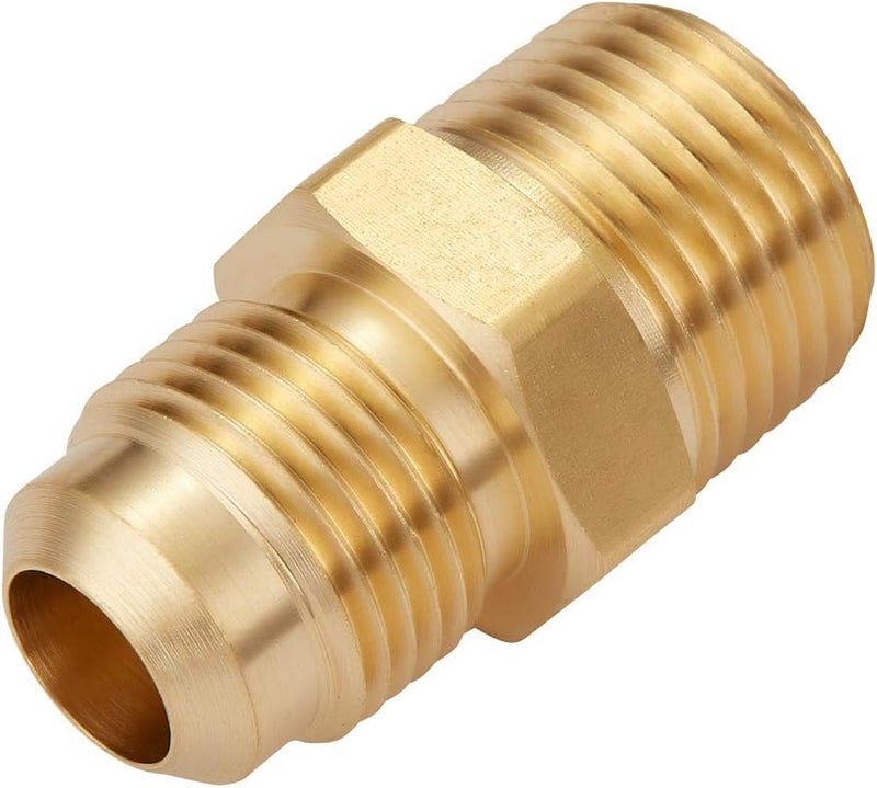 LitOrange 3 PCS Metals Brass Couples Tube Fitting Half Union Gas Adapter 1/2" Flare x 1/2 Inch NPT Male Pipe Connector - Image 2
