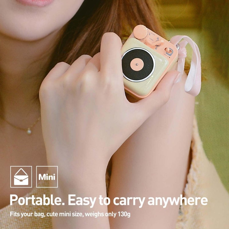 Muzen Mini Bluetooth Speaker, Button Small Cute Portable Metal Retro Wireless Speaker with Loud Volume Great Sound and Portable Lanyard & Gift Bag for Office Classic Vintage Decor - Image 4