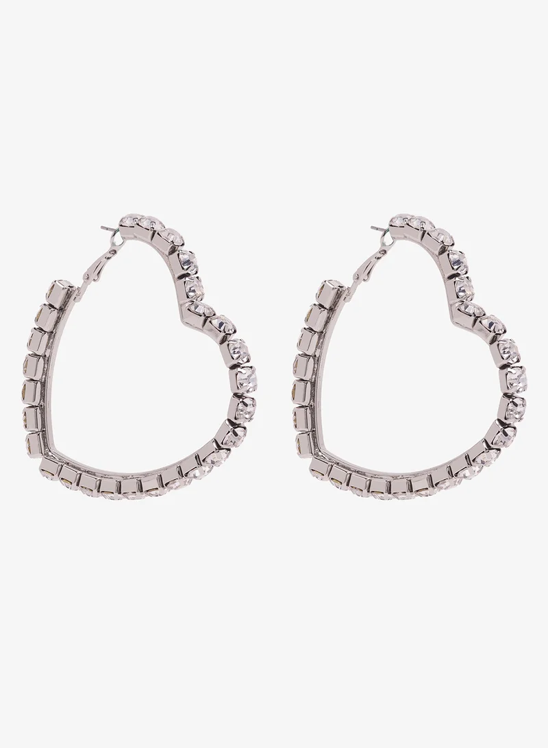 ايلا ليمتد اديشن Diamonte Rhinestone Embellished Heart Shaped Earrings