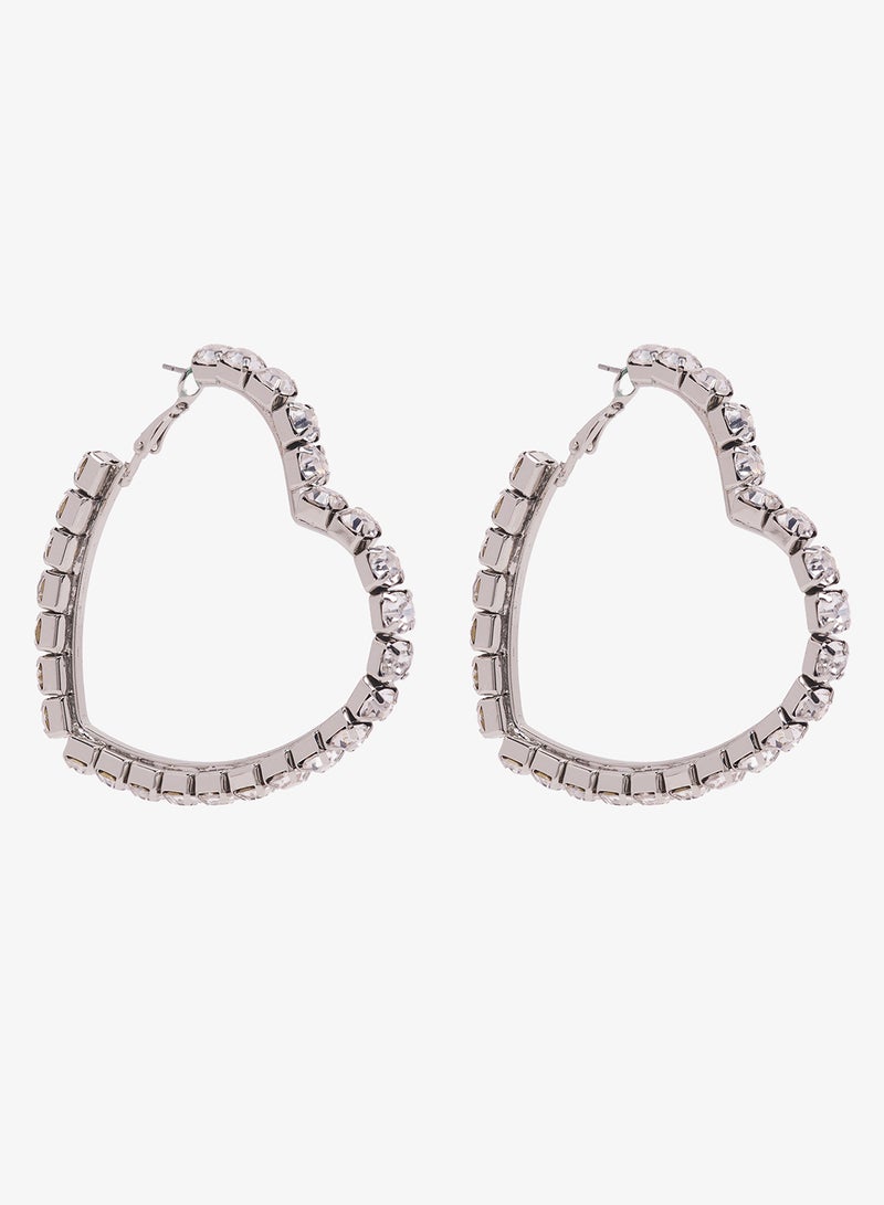Ella Limited Edition Diamonte Rhinestone Embellished Heart Shaped Earrings - Image 1