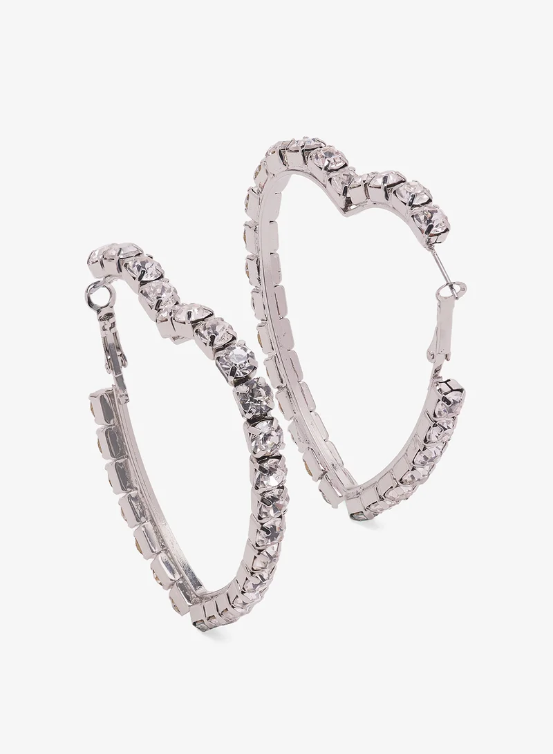 ايلا ليمتد اديشن Diamonte Rhinestone Embellished Heart Shaped Earrings