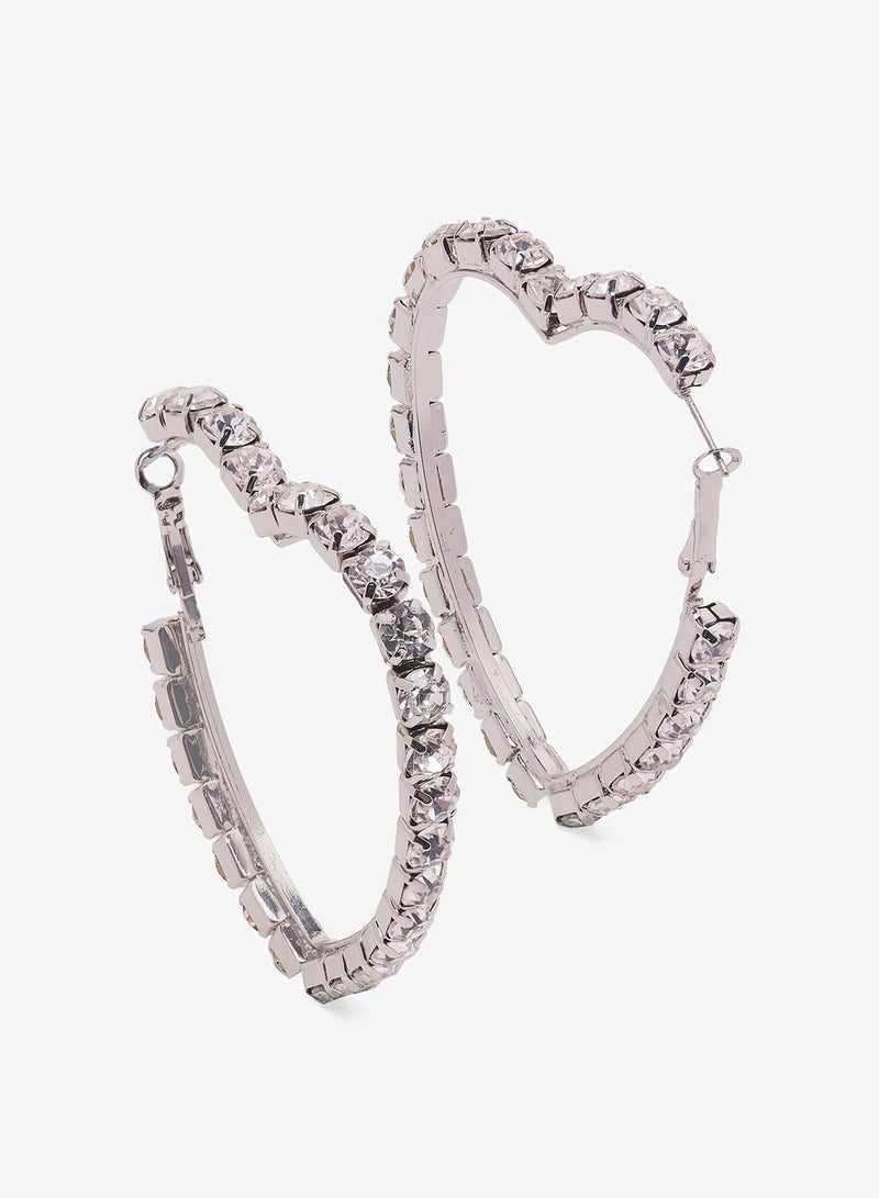 Ella Limited Edition Diamonte Rhinestone Embellished Heart Shaped Earrings - Image 3