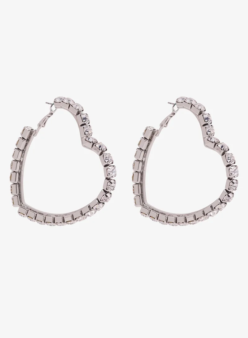 Ella Limited Edition Diamonte Rhinestone Embellished Heart Shaped Earrings