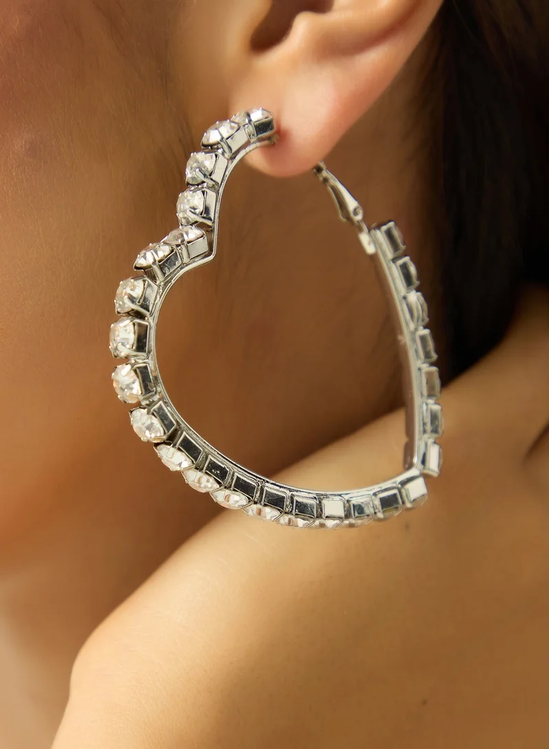 Ella Limited Edition Diamonte Rhinestone Embellished Heart Shaped Earrings