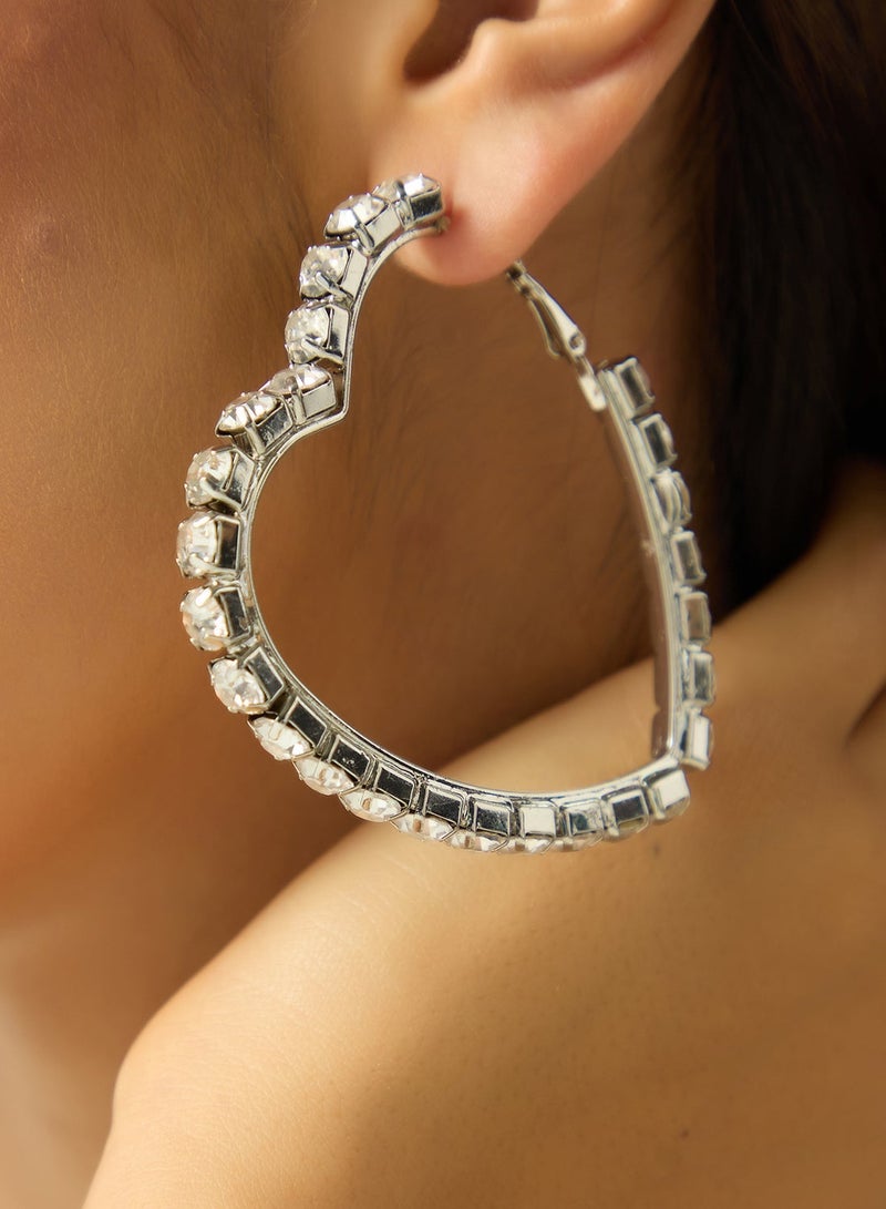Ella Limited Edition Diamonte Rhinestone Embellished Heart Shaped Earrings - Image 1