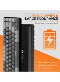 XVersion K68 Ziyoulang Wireless Mechanical Keyboard, Bluetooth 5.0/2.4G 68-Key Hot Swappable Professional Keyboard with Keycap Puller, Blue Switch for Mac Windows  Business Grey  - Image 5
