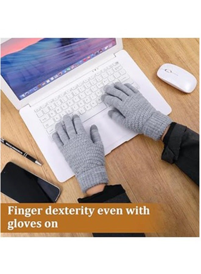 Excefore Women's Touch Screen Gloves, Men Touchscreen Mittens, Warm Winter Gloves, Daily Wear Touchscreen Gloves, Plush Elastic Cuffs Knit Gloves, Winter Warmth Accessories, for Driving Cycling 4 Pairs - Image 4