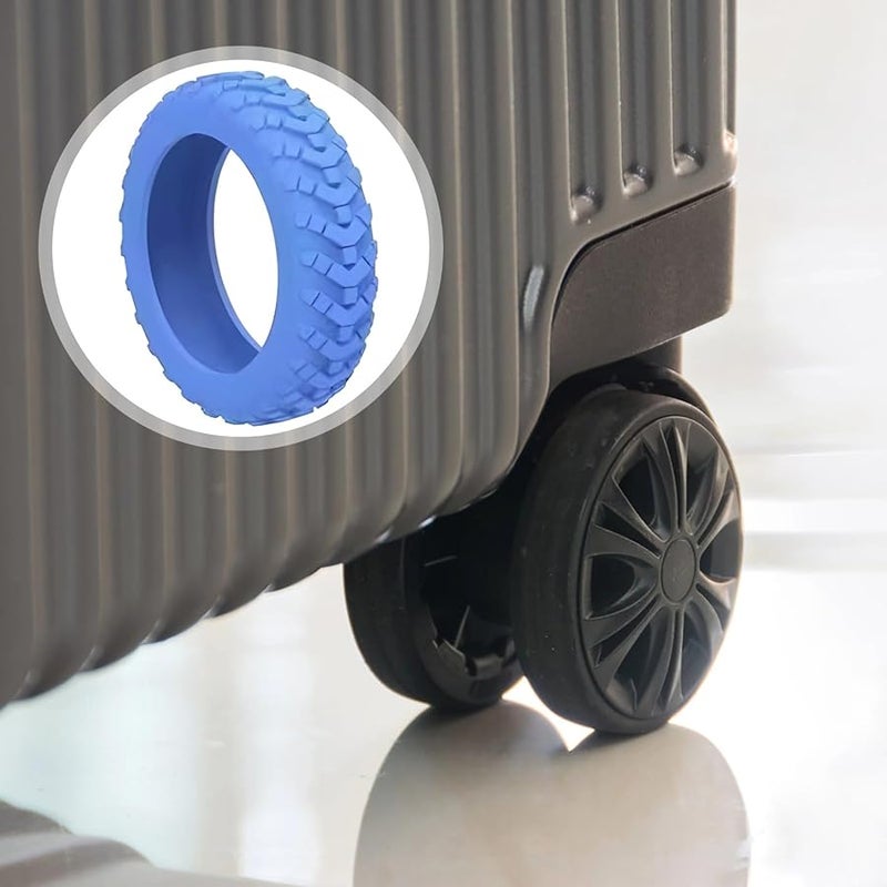 أغطية عجلات الأمتعة المخفضة للضوضاء الزرقاء 24 قطعة واقيات مطاطية غير قابلة للانزلاق تناسب عجلات من 2 إلى 2.6 بوصة - Image 3