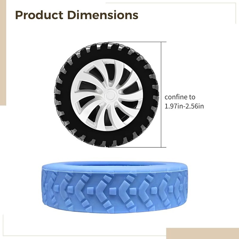 أغطية عجلات الأمتعة المخفضة للضوضاء الزرقاء 24 قطعة واقيات مطاطية غير قابلة للانزلاق تناسب عجلات من 2 إلى 2.6 بوصة - Image 4