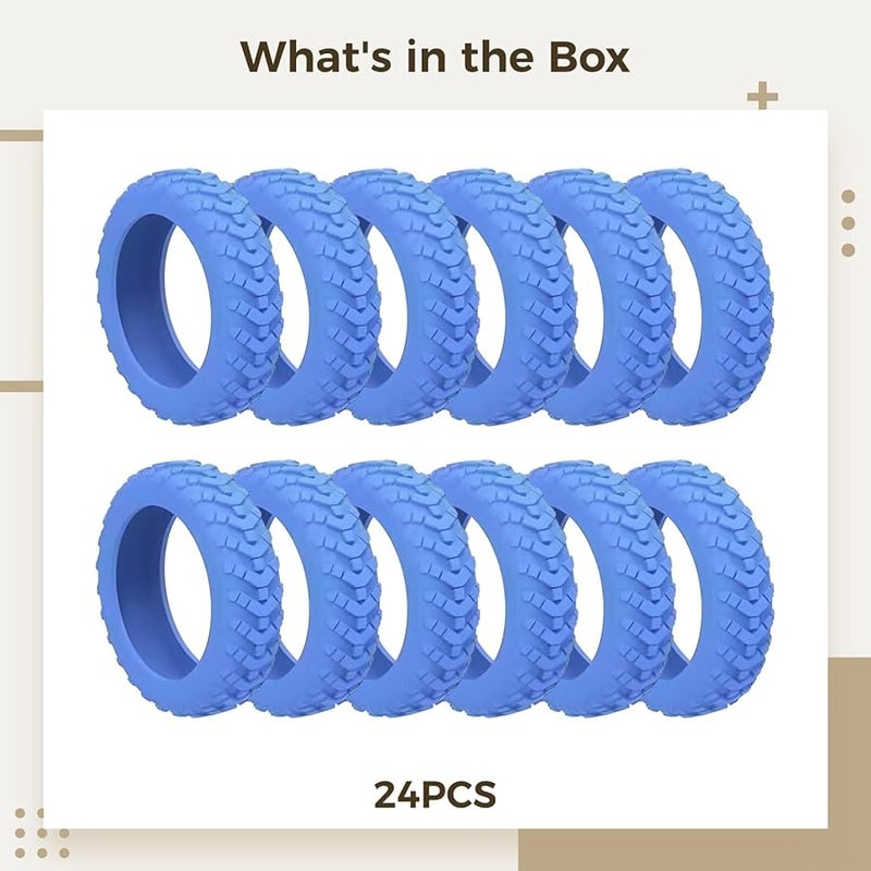 أغطية عجلات الأمتعة المخفضة للضوضاء الزرقاء 24 قطعة واقيات مطاطية غير قابلة للانزلاق تناسب عجلات من 2 إلى 2.6 بوصة - Image 5