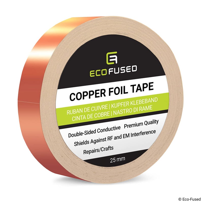 EcoFused Adhesive Copper Foil Tape DoubleSided Conductive 1 inch 25 mm x 218 Yards 20 M EMI and RF Shielding Paper Circuits Electrical Repairs Grounding Arts and Crafts Home Interior