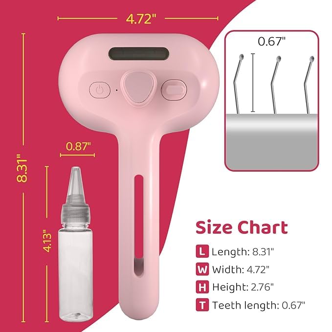 HATCHMATIC Grooming Brush for pets, Static Flying Hair Remover for Dogs & cats comb, Multipurpose Grooming Brush, Self Cleaning Grooming Brush for cats & Dogs - Pink - Image 2