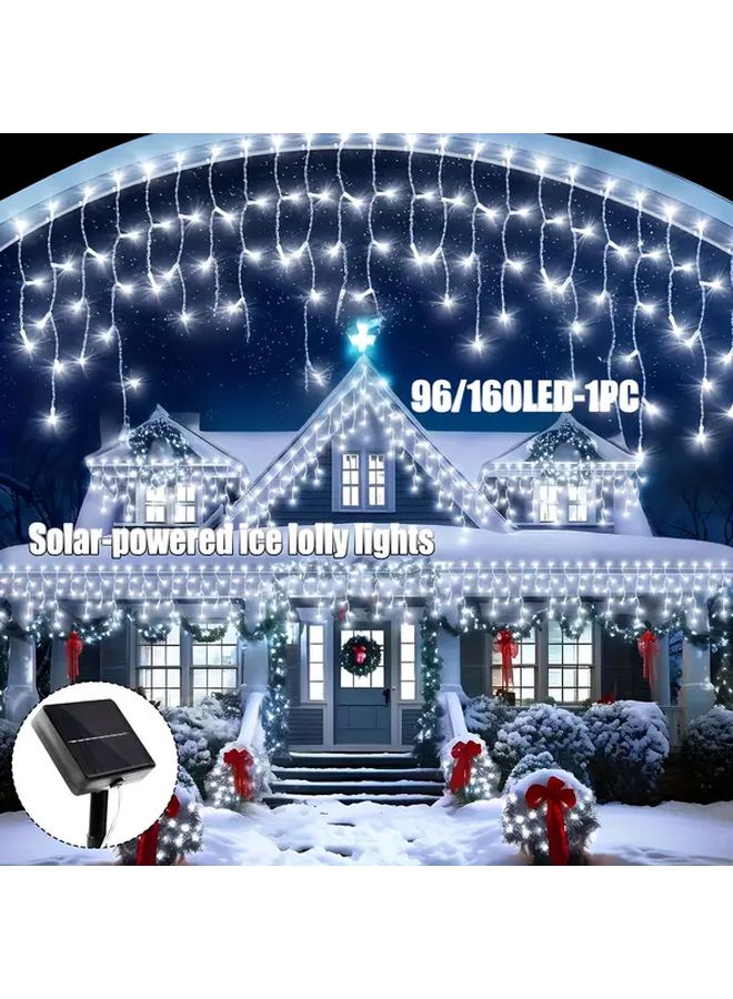 96 مصباح LED يعمل بالطاقة الشمسية أضواء فيري الخارجية 8 أوضاع تشغيل وإيقاف تلقائي مقاومة للعوامل الجوية باللون الأبيض الدافئ - Image 4