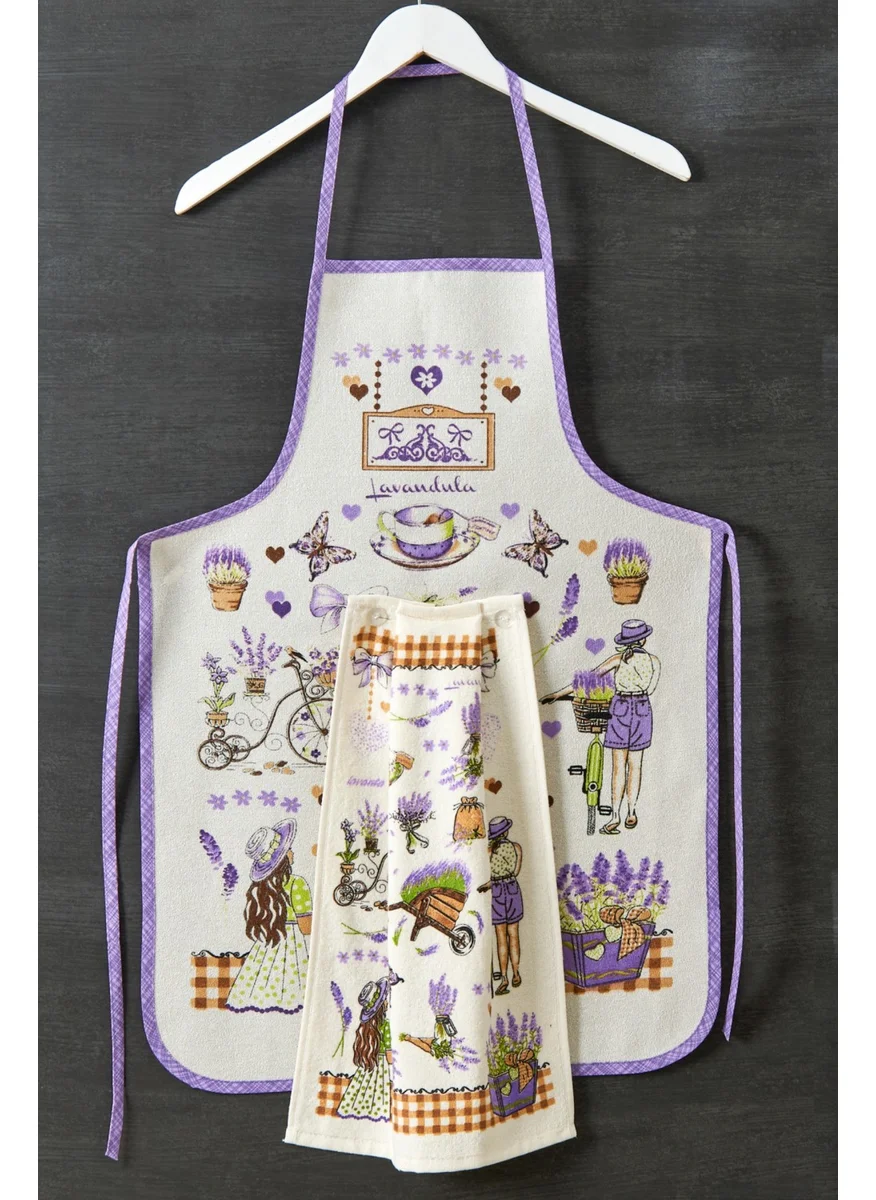 Casnack Lavender Model Liquid Proof Kitchen Apron with Towel