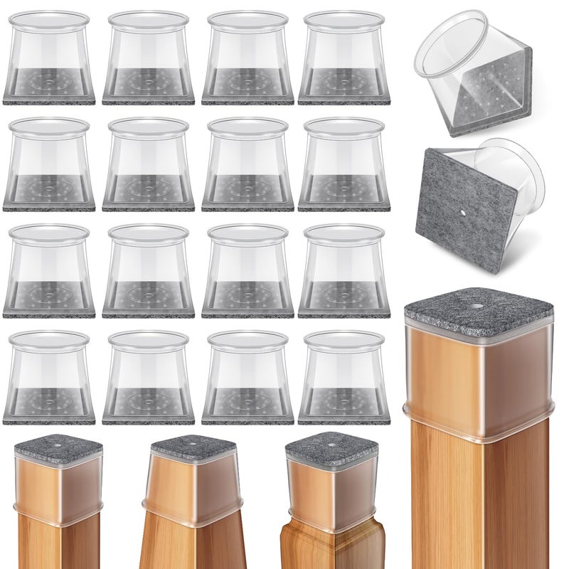 Ansible 24 Pcs Chair Leg Floor Protectors Square, Silicone Felt Furniture Leg Pads Caps Covers for Hardwood Floors (Fit:1-1/2" to 1-7/8") - Image 1