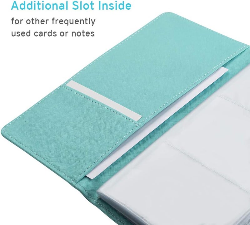 Sooez Leather Professional Business Card Book Holder Organizer, 240 Capacity Credit Card Booklet, PU Name Cards Holder Storage File for Men Women, Mint Green - Image 5