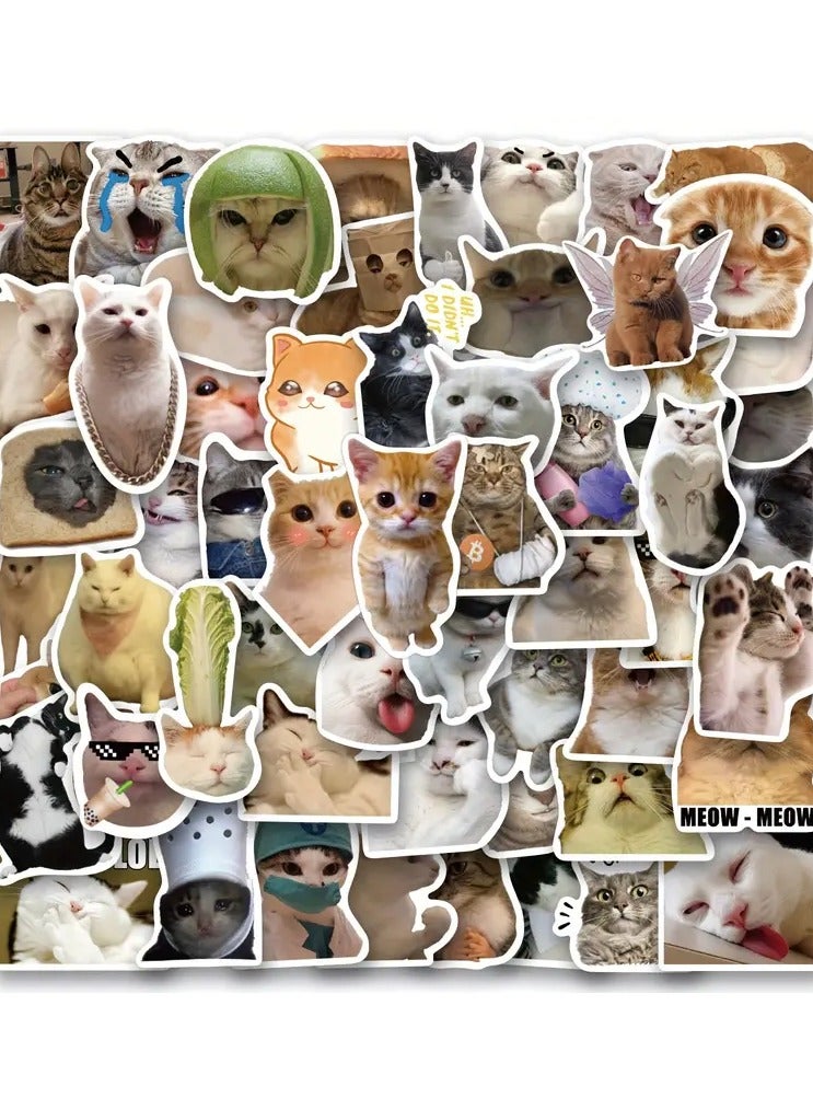 جلوسكي 100pcs مضحك قطط ملصقات الفينيل مقاومة للماء لدفتر القصاصات دفتر اليوميات الكمبيوتر المحمول المصد لوح التزلج زجاجات المياه الكمبيوتر الهاتف الرسوم المتحركة قبعة صلبة ملصقات السيارات والملصقات - Image 1