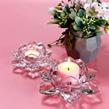 WQR Glass Lotus Flower Tea Light Candle Holder, Clear Glass, Perfect for Lighting Decoration, Corporate Gifts, Home Decor and Festivals Like Diwali, Christmas or Eid, Set of 1 - Image 3
