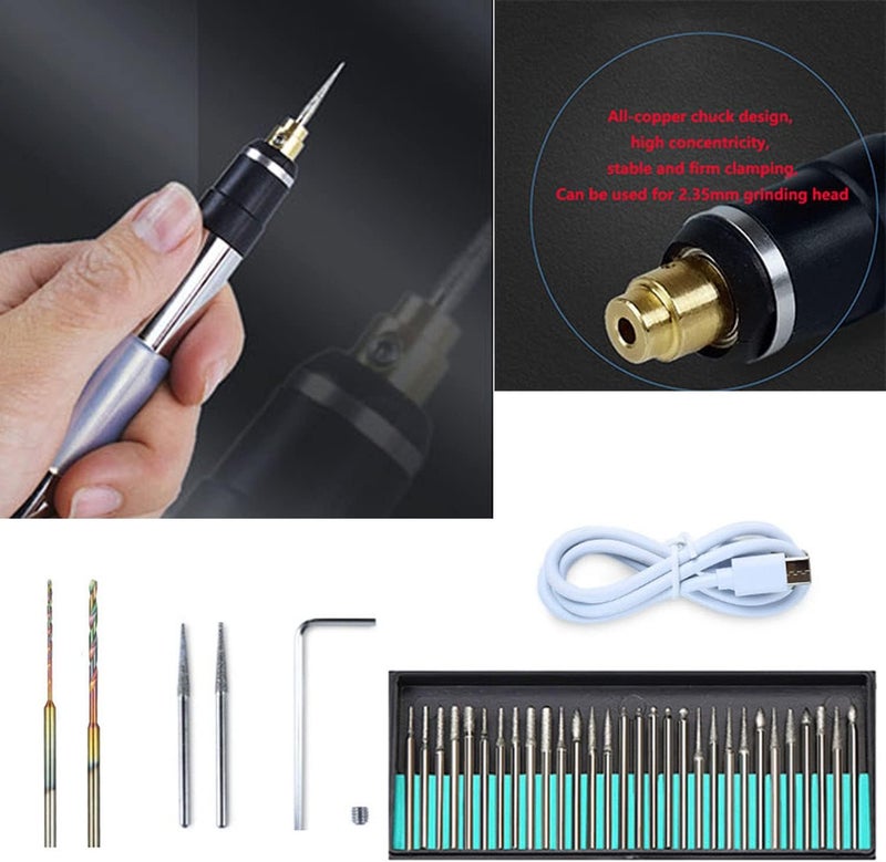 SYOSI Electric Engraving Pen Rotary Tool Kit, Usb Rechargeable Engraving Pen With Type-C Interface, Portable Mini Engraver Tools, Diy Rotary Etching Pen For Carving Glass Jewelry Making Rotary - Image 5