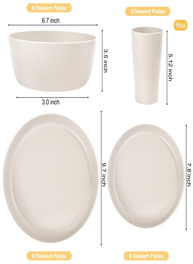 ejonirinjonir 24pcs Beige Wheat Straw Dinnerware Set - Image 2