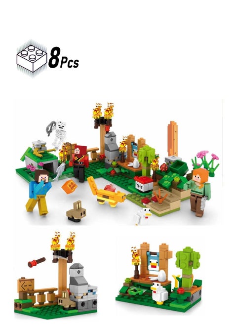 Sembo 5602 - Pixel world series building blocks - Set of 8 - Green